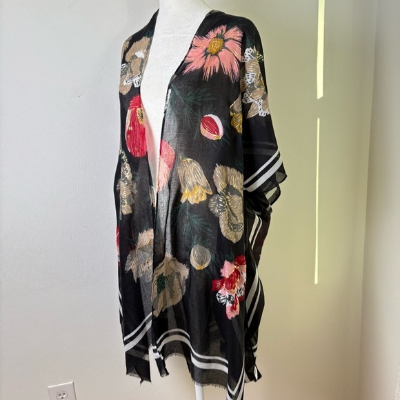 Floral Bohemian Boho Dark Romantic Tropical Kimono Jersey Stripe Wrap Beach - Picture 4 of 14